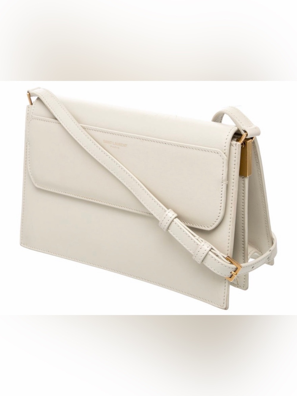 Saint Laurent 2019 Catherine White Leather Shoulder Crossbody Bag YSL